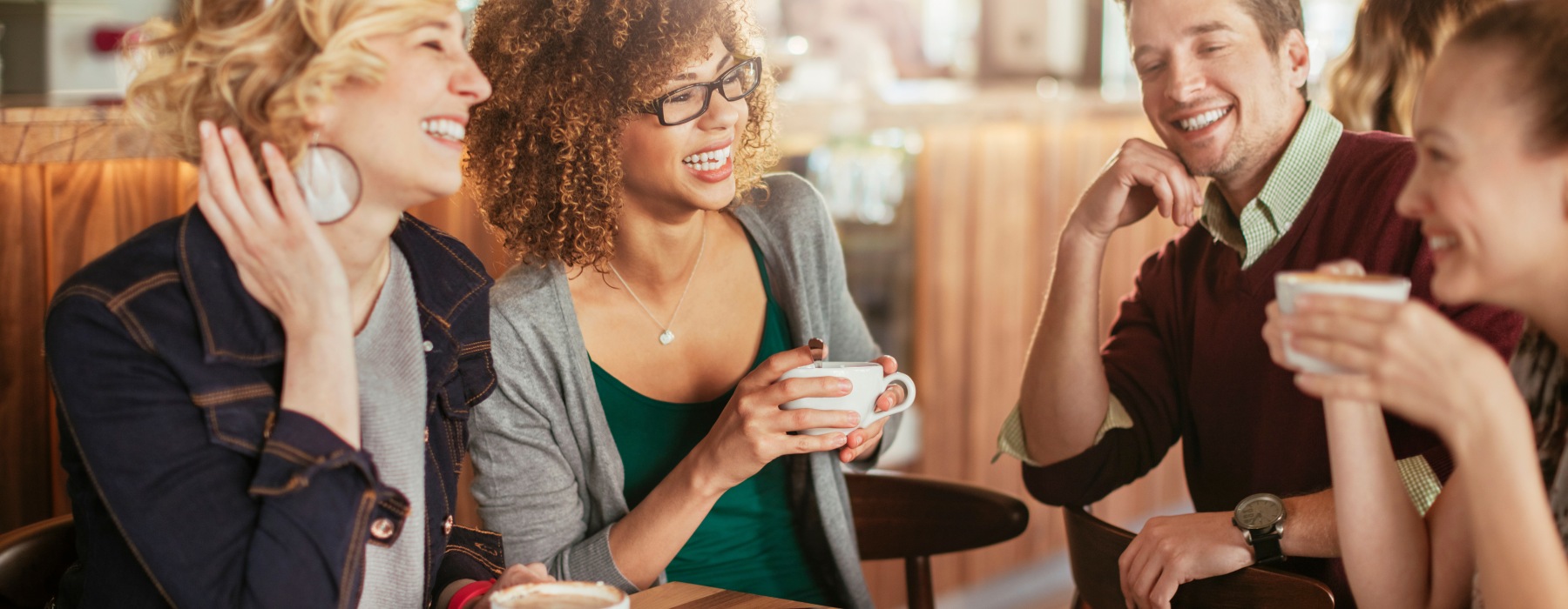 Friends having coffee together